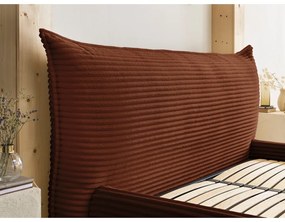 Pat matrimonial cărămiziu tapițat cu spațiu de depozitare cu somieră 180x200 cm Jade – Bobochic Paris