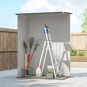 Outsunny Căsuță de Grădină 1.07m² din Oțel Zincat, Depozit pentru Unelte cu Ușă Blocabilă, Acoperiș Înclinat, 142x86x189 cm, Maro | Aosom Romania