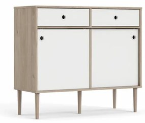 Tvilum Bufet cu 2 sertare in decor de stejar Culoare alb, ELISEO