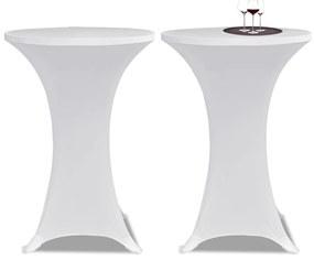 Husă de masă cu picior, Ø80 cm, alb, elastic, 4 buc.