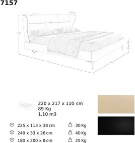 Pat dublu tapitat design LUX Cream 180x200cm