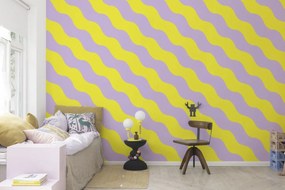 Tapet Polka Stripe, Lilac &amp; Yellow, Rebel Walls