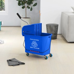 HOMCOM Cărucior Profesional pentru Curățenie cu Găleată pentru Mop de 20L, 60x27x70,5 cm, Albastru | Aosom Romania