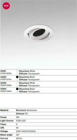 Spot LED incastrat directionabil IP44 KIVI alb 7W 2700K