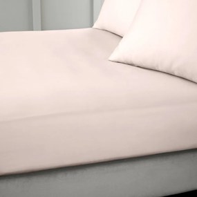 Cearceaf roz din bumbac satinat cu elastic 150x200 cm Cotton Sateen – Bianca