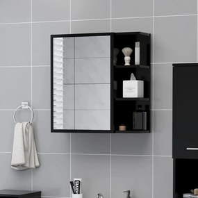 803309 vidaXL Dulap de baie cu oglindă, negru, 62,5 x 20,5 x 64 cm, PAL