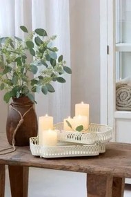 Set 2 tăvi decorative shabby chic cu margine dantelată, finisaj crem antichizat, H6,5/L35/l25,5 cm, „Colette”