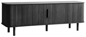Masă TV neagră cu aspect de lemn de stejar 160x56 cm Cavo – Unique Furniture