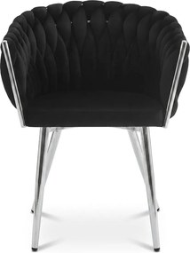 Scaun de masa din catifea ORION VELVET cu picioare argintii, negru