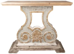 Consola natur, din lemn masiv, aspect vintage, Valence