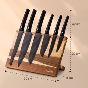 Kissaki, set de cuțite, mâner magnetic, suprafață antiaderență, formă de undă