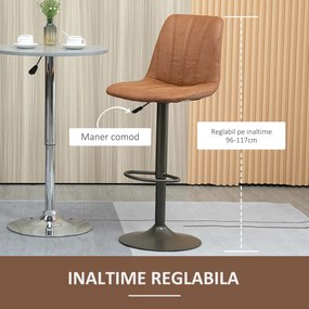Scaune de bar vintage reglabile, set 2 piese 45x54x96-117cm, maro si gri HOMCOM | Aosom RO