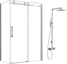 Pachet cabina de dus Fluminia Paloma crom 100x80 cm si coloana de dus OMNIRES Parma crom
