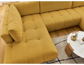 Colțar galben muștar extensibil/cu spațiu de depozitare (cu colț pe partea stângă/în formă de "U") Fuji – Bobochic Paris