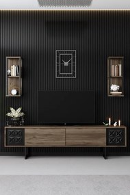 Set de mobilier pentru living Black, Nuc- Negru