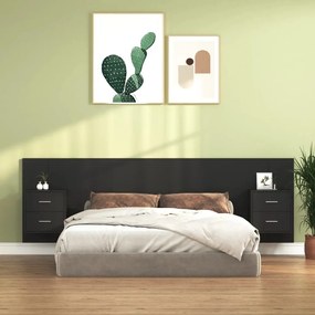 3115709 vidaXL Tăblie de pat cu dulapuri, negru, lemn prelucrat