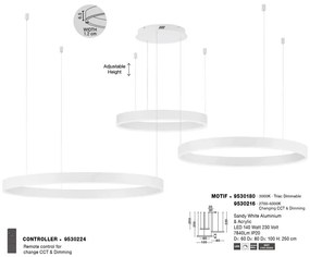 Lustra LED dimabila design circular MOTIF 3 ring alb