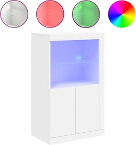 vidaXL Dulap lateral cu lumini LED, alb, lemn prelucrat