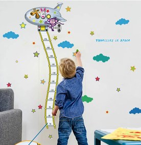 Autocolant de perete „Metru pentru copii - Avion cu animale” 150x70cm