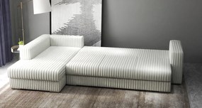Colțar extensibil dumonde cu ladă de depozitare si sezut confortabil din spuma high-density, Gloria  Ambience Ivory 320x183 cm