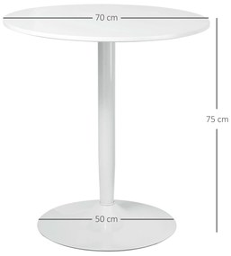 Masa rotunda HOMCOM, baza din otel, suport antiderapant Φ70x75cm, MDF si Otel, Alb | Aosom RO