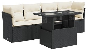 3326087 vidaXL Set mobilier de grădină cu perne, 5 piese, negru, poliratan