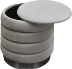 Taburet Favo cu spatiu de depozitare, structura mdf, catifea - GRI