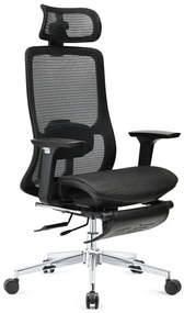 ROCKY-V5 Scaun ergonomic, Full Mesh, Sezut Translatie, suport picioare, Negru