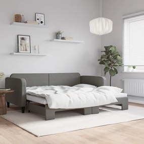 vidaXL Pat de zi cu extensie, gri închis, 90x200 cm, textil