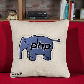 Perna Personalizata PHP Elephant, 40x40 cm, Bej Canapea, Husa Detasabila, Perna Inclusa, BEKZ®
