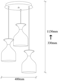Candelabru suspendat pe cablu SIVANI 3xE27/40W/230V alb/cupru