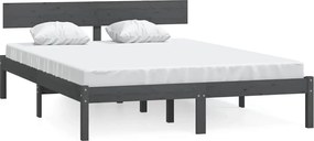 vidaXL Cadru de pat, gri, 140x200 cm, lemn masiv de pin