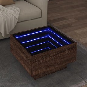 847510 vidaXL Măsuță de cafea cu LED stejar maro 50x50x30 cm lemn prelucrat