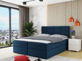 Pat matrimonial 140 cm Gunzy (albastru) (cu somieră și saltea) (cu sp. depozitare). Promo -17%. 1104123