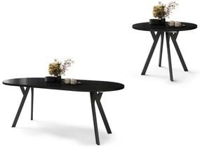 Mazzoni ALDO Negu/picioare negre - MASĂ ROTUNDĂ STIL LOFT PENTRU SALON/SUFRAGERIE EXTENSIBILĂ CU PICIOARE ÎN FORMĂ DE "Y"