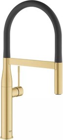 Baterie bucatarie cu pipa flexibila Grohe Essence negru - auriu periat Cool Sunrise