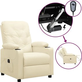 vidaXL Fotoliu rabatabil electric, crem, piele ecologică