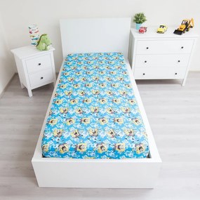 Cearceaf pentru copii albastru din bumbac cu elastic 90x200 cm Sponge Bob "Blue" – Jerry Fabrics