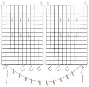 Panouri grilă, set 2, decor de perete plasă metalică, negru | SONGMICS