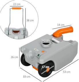 Rezervor Apă 22L Camping Roți Gri | Aosom Romania