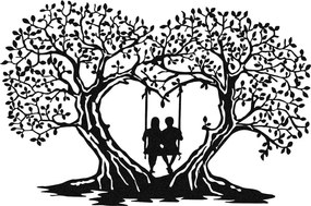 Decoratiune perete LOVE, negru, metal, 65x43 cm