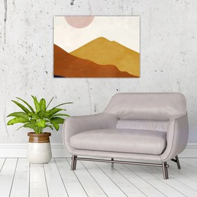 Tablou pe sticlă - Acuarelă munți N⁰1 (70x50 cm)