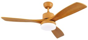 ZEVENTI - Ventilator de tavan MARE LED, 24W/230V, Wi‑Fi Tuya, finisaj stejar + telecomandă