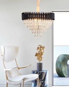 Candelabru Cristal, Raven 50cm Negru cu Auriu