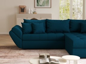 Colțar extensibil dumonde cu ladă de depozitare si sezut confortabil din spuma high-density, Loana Enjoy Petrol II 270x185 cm