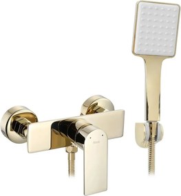 Baterie dus Rea Urban monocomanda auriu lucios cu set de dus