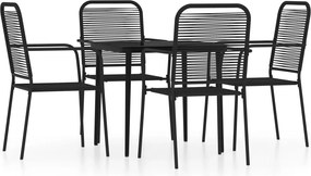 vidaXL Set de servit masa pentru grădină, 5 piese, negru