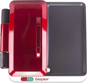 Resigilat: Gratar electric multifunctional Beper P101CUD500 4в1, 1000 W, 4 zone de gatit, Acoperire antiaderenta, Rosu
