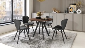 Mazzoni ALDO Stejar Maro/picioare negre - MASĂ ROTUNDĂ STIL LOFT PENTRU SALON/SUFRAGERIE EXTENSIBILĂ CU PICIOARE ÎN FORMĂ DE "Y"
