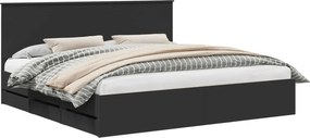 vidaXL Cadru de pat cu headboard Negru 200 x 200 cm Lemn Ingineresc